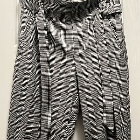 Gray Black White Trouser Pants - Belted - Zara - Worn Once - Size Small - Picture 2 of 6